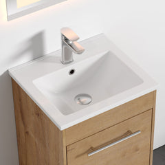 Dowell 18" Bathroom Sink,Single Bowl Vanity Ceramic Basin,Rectangular Drop-In Bathroom Sink with Overflow,White - 000 1816B