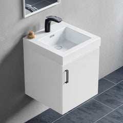 Dowell 18" Bathroom Sink,Single Bowl Vanity Basin,Rectangular Drop-In Bathroom Sink with Overflow,White - 000 1818BP