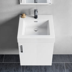 Dowell 18" Bathroom Sink,Single Bowl Vanity Basin,Rectangular Drop-In Bathroom Sink with Overflow,White - 000 1818BP