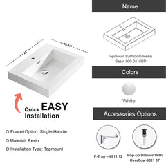 Topmount Bathroom Resin Basin 000 2418BP