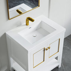 Dowell 31" Bathroom Sink,Single Bowl Vanity Basin,Rectangular Drop-In Bathroom Sink with Overflow,White - 000 3122BP