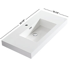 Dowell 36" Bathroom Sink,Single Bowl Vanity Basin,Rectangular Drop-In Bathroom Sink with Overflow - 000 3618BP Series