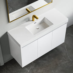 Dowell 48" Bathroom Sink,Single Bowl Vanity Basin,Rectangular Drop-In Bathroom Sink with Overflow,White-000 4818BPS