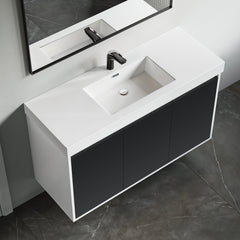 Dowell 48" Bathroom Sink,Single Bowl Vanity Basin,Rectangular Drop-In Bathroom Sink with Overflow,White-000 4818BPS