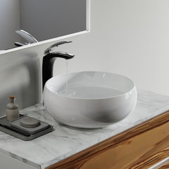 Dowell Bathroom Vessel Sink,Ceramic Vessel Sink,Bowl Sink, Round Ceramic Countertop Modern Sink,White, Modern Design Bowl Sink for Bathroom