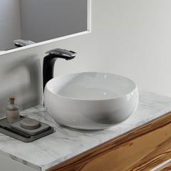 Dowell Bathroom Vessel Sink,Ceramic Vessel Sink,Bowl Sink, Round Ceramic Countertop Modern Sink,White, Modern Design Bowl Sink for Bathroom