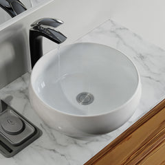 Dowell Bathroom Vessel Sink,Ceramic Vessel Sink,Bowl Sink, Round Ceramic Countertop Modern Sink,White, Modern Design Bowl Sink for Bathroom