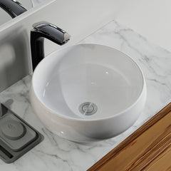 Dowell Bathroom Vessel Sink,Ceramic Vessel Sink,Bowl Sink, Round Ceramic Countertop Modern Sink,White, Modern Design Bowl Sink for Bathroom