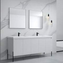 Dowell 72“ Fluted Bathroom Vanity Set – Assembled Cabinet Base with 5 Soft-Close Doors, Shelves &  Resin Double Basin - 002 72 Sereis