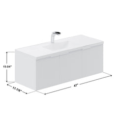 032 Series–48 Inch Single Vanity Set Ceramic Basin