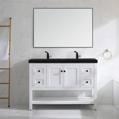 035 Series-48 Inch Double Bathroom Vanity Set With Black Sink