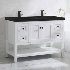 035 Series-48 Inch Double Bathroom Vanity Set With Black Sink