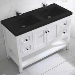 035 Series-48 Inch Double Bathroom Vanity Set With Black Sink