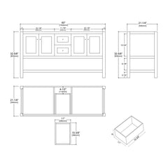 035 Series-60 Inch Double Bathroom Vanity Set With Black Sink