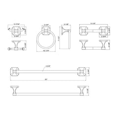 Dowell 4 Piece Bathroom Accessory Set, Rectangular Design - 1004 41 Series