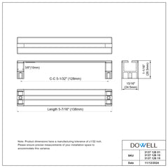 Dowell 3137 5-3/8" Zinc Alloy Drawer/Door Pull/Handle - 3137 128 Series