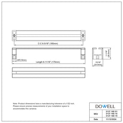 Dowell 3137 6-3/4" Zinc Alloy Drawer/Door Pull/Handle - 3137 160 Series