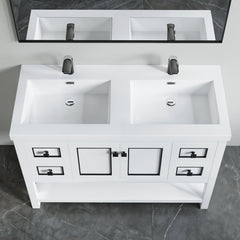Dowell 49" Bathroom Sink,Double Bowl Vanity Basin,Rectangular Drop-In Bathroom Sink with Overflow - 000 4922BP Series