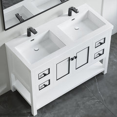 Dowell 49" Bathroom Sink,Double Bowl Vanity Basin,Rectangular Drop-In Bathroom Sink with Overflow - 000 4922BP Series