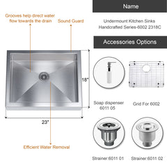 Undermount Kitchen Sinks Handcrafted Series-6002 2318C