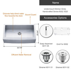 Undermount Kitchen Sinks Handcrafted Series-6002 3520