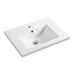 Dowell 24" Bathroom Sink,Single Bowl Vanity Ceramic Basin,Rectangular Drop-in Bathroom Sink with Overflow,White - 000 2418BT