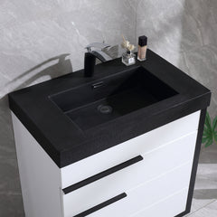 Topmount Bathroom Black Resin Basin 000 3018BP-BL