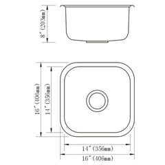 Undermount Kitchen Sinks Undermount Series-6001 1616B